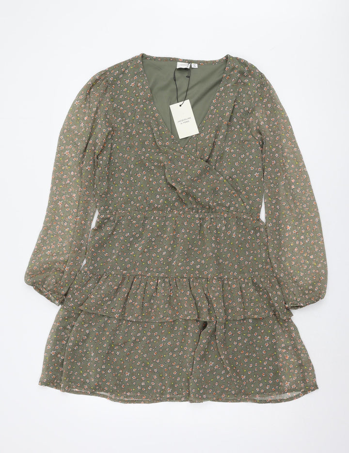 Jacqueline de Yong Green Floral Dress, Size 12