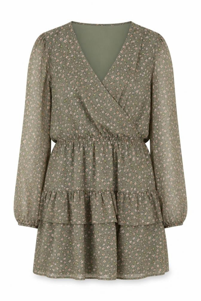 Front view of Jacqueline de Yong Green Floral Dress, size 12