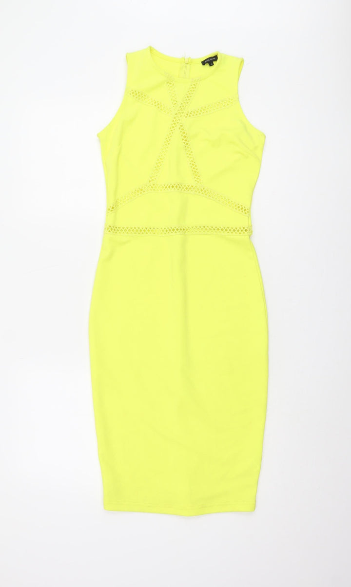 River Island Women's Yellow Bodycon Dress Size 6