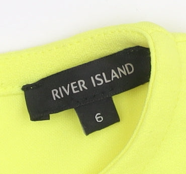 River Island Women's Yellow Bodycon Dress Size 6