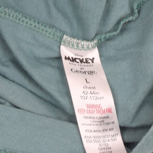 George Men's Green Disney T-Shirt L Mickey & Friends