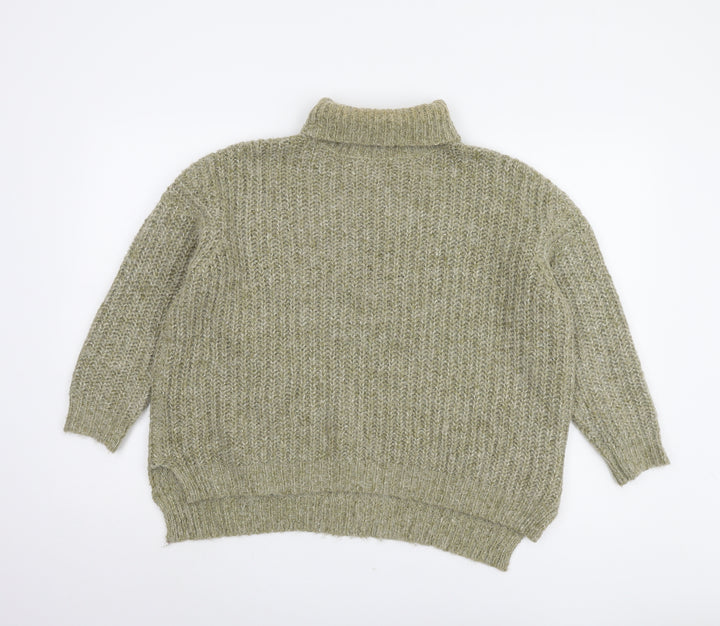 Zara Women’s Green Roll Neck Chunky Knit Jumper Size 5