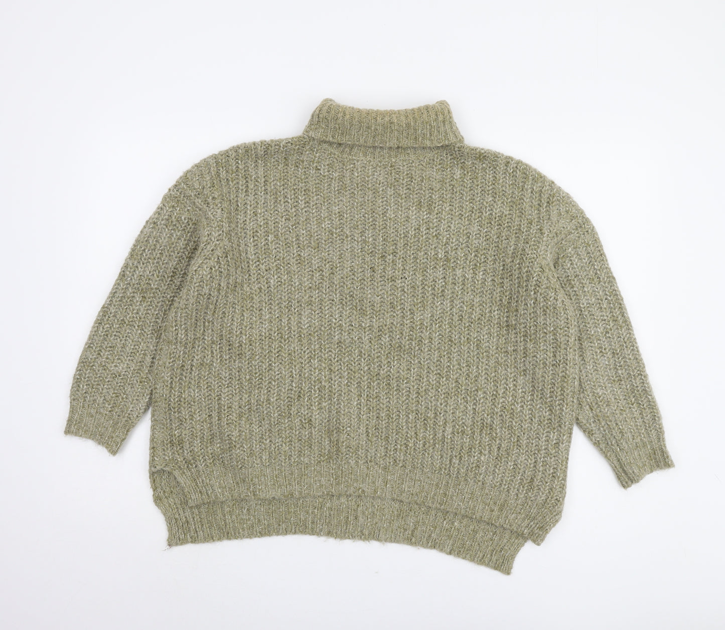 Zara Women’s Green Roll Neck Chunky Knit Jumper Size 5