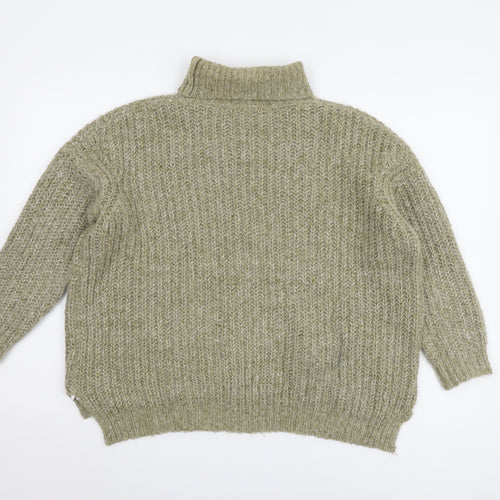 Zara Women’s Green Roll Neck Chunky Knit Jumper Size 5