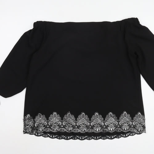 RJR John Rocha Black Off-Shoulder Top Size 14