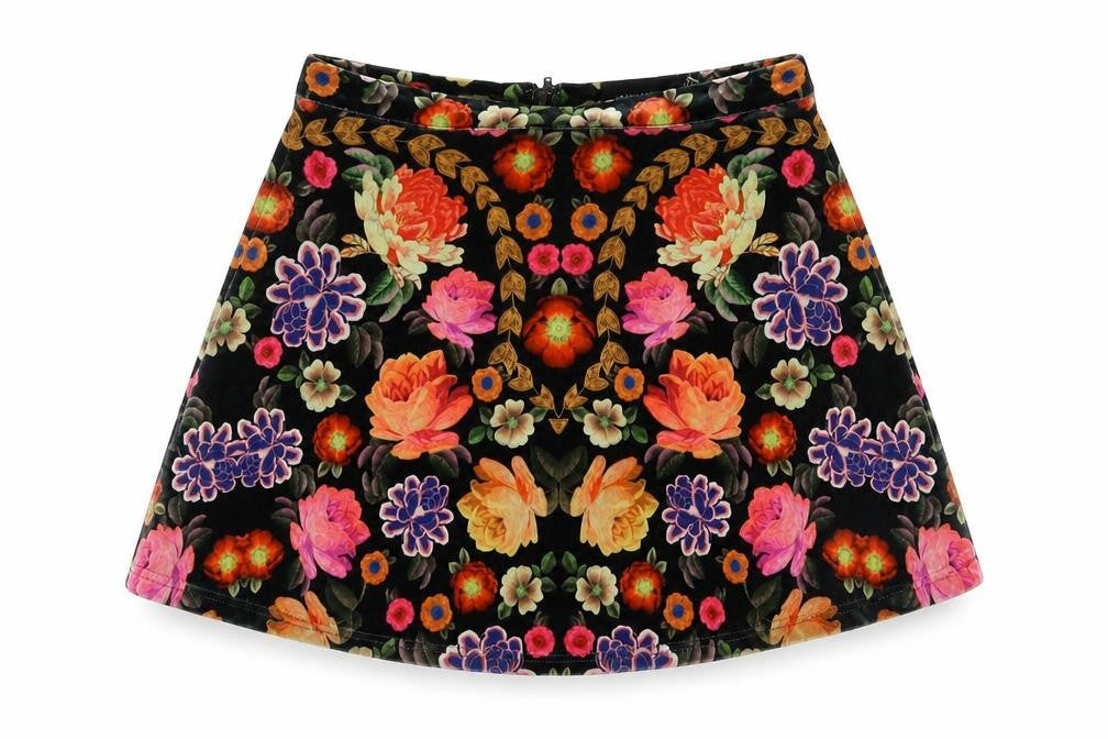 MINKPINK Women's Multicoloured Floral Velvet Skirt M