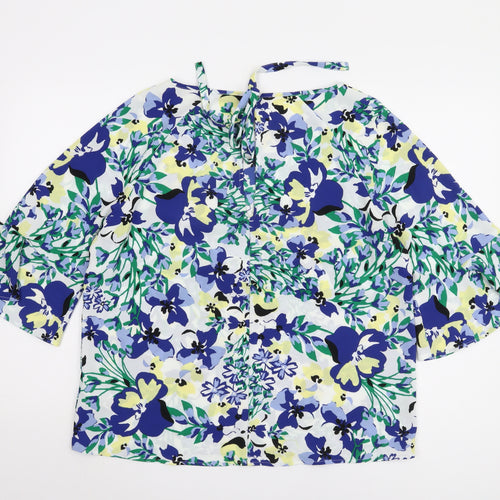 Marks and Spencer Women's Blue Floral Kimono Blouse 14