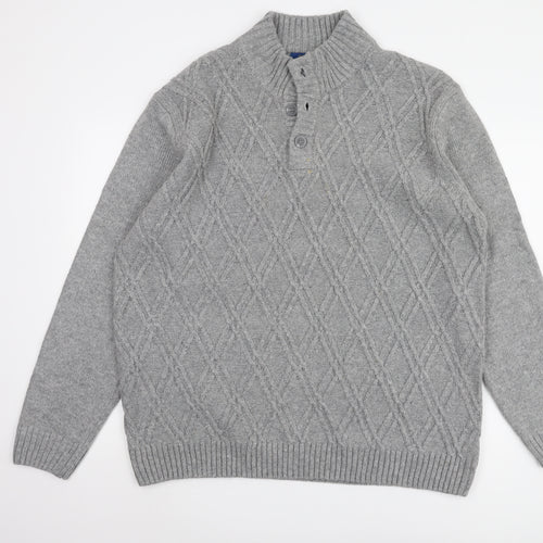Cotton Traders Men’s Grey 2XL Henley Jumper