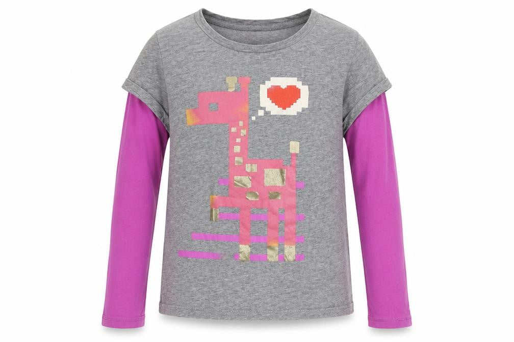 Gap Kids Girls Grey & Pink Long Sleeve Graphic T-Shirt 8-9Y