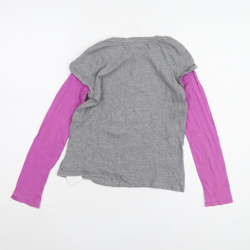 Gap Kids Girls Grey & Pink Long Sleeve Graphic T-Shirt 8-9Y