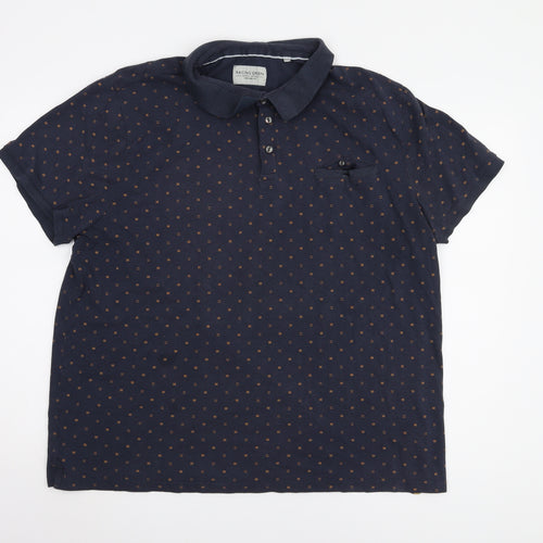 Racing Green Men's Blue Geometric 2XL Polo Shirt