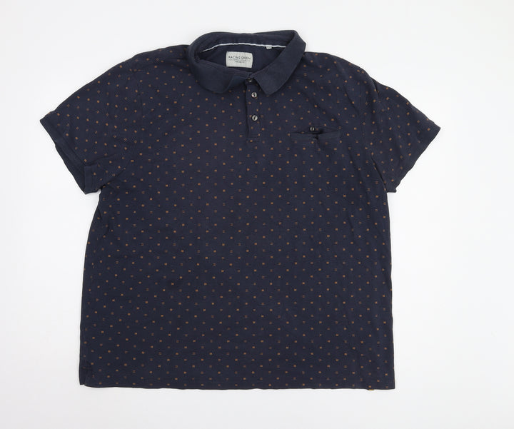 Racing Green Men's Blue Geometric 2XL Polo Shirt