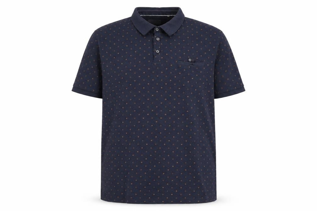 Racing Green Men's Blue Geometric 2XL Polo Shirt