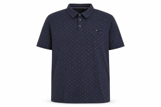 Front view of Racing Green Men's Blue Geometric 2XL Polo Shirt