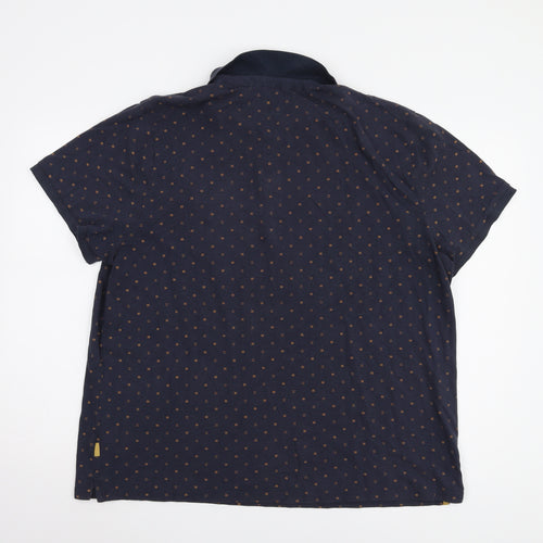 Racing Green Men's Blue Geometric 2XL Polo Shirt