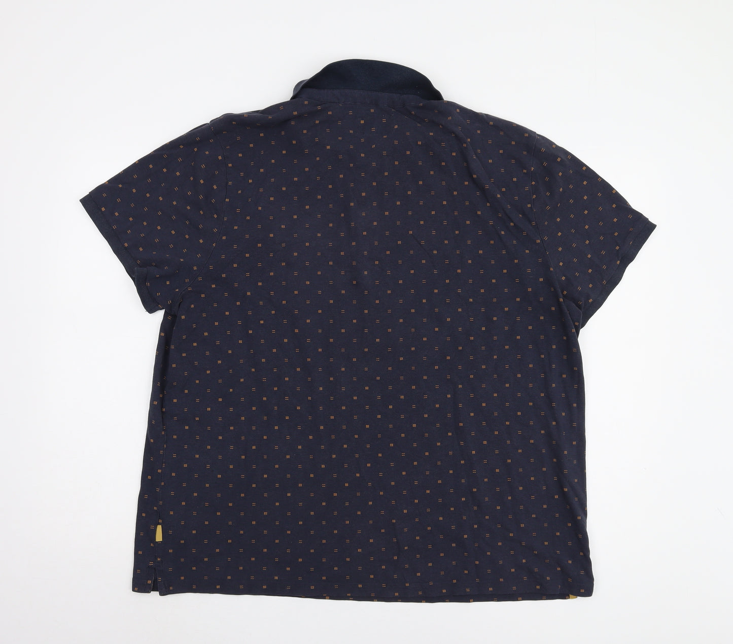Racing Green Men's Blue Geometric 2XL Polo Shirt
