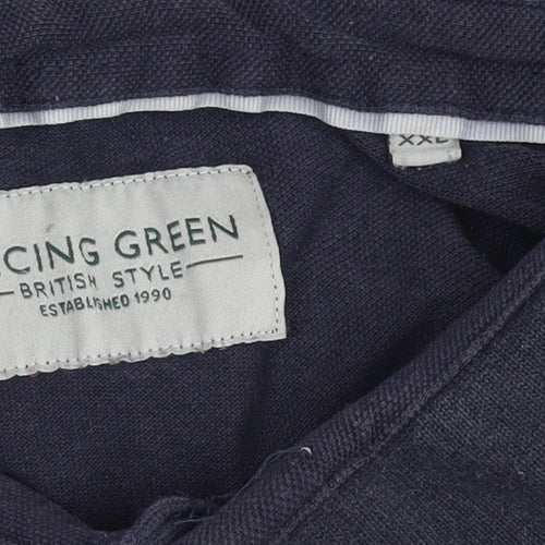 Racing Green Men's Blue Geometric 2XL Polo Shirt