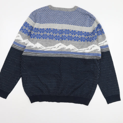 Marks and Spencer Men’s Blue Christmas Jumper, Large