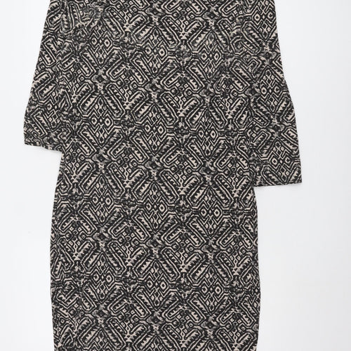 River Island Women's Black Geometric Sheath Dress, Size 16