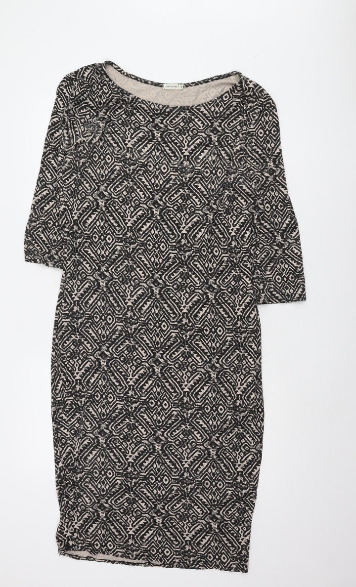 River Island Women's Black Geometric Sheath Dress, Size 16