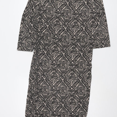 River Island Women's Black Geometric Sheath Dress, Size 16