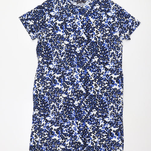 Marks and Spencer Blue Animal Print Shift Dress - Size 10