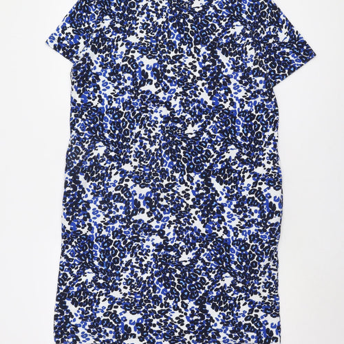 Marks and Spencer Blue Animal Print Shift Dress - Size 10