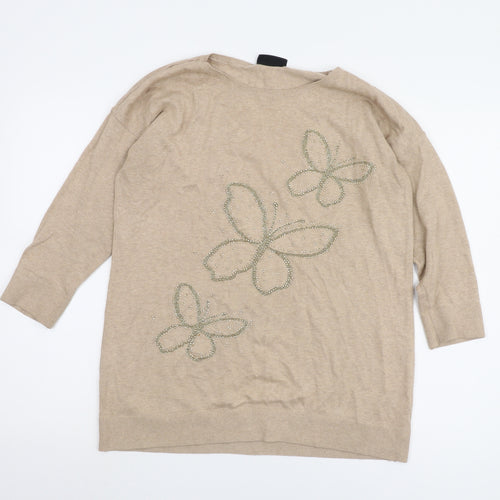 Wallis Women's Beige Butterfly Jumper, S, Casual Knit