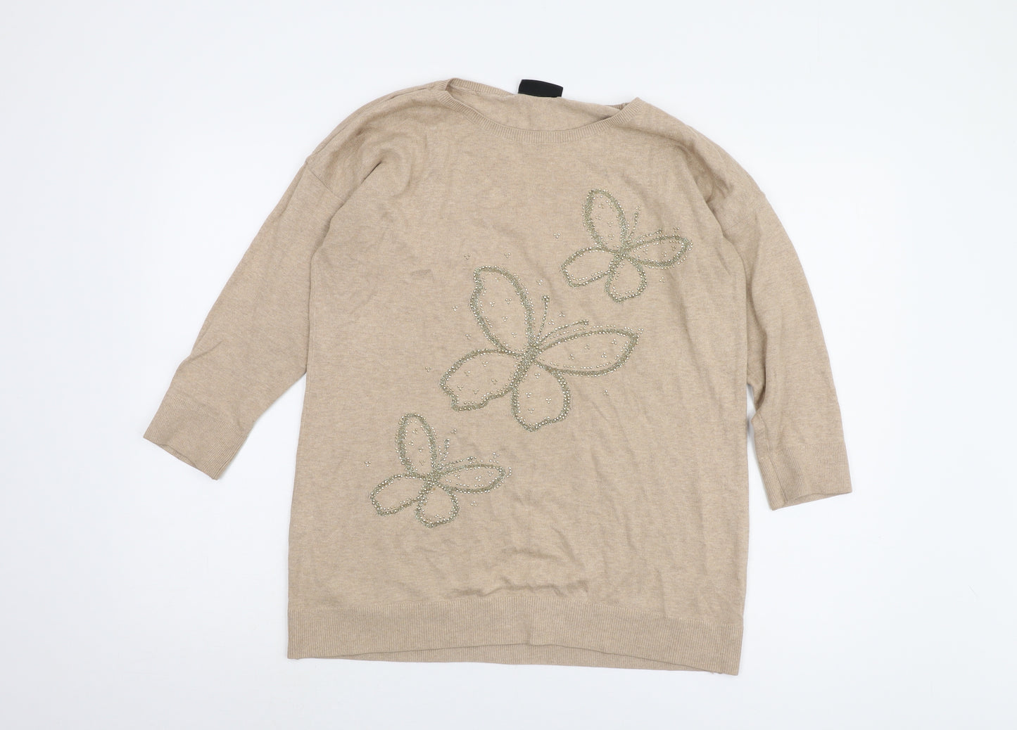 Wallis Women's Beige Butterfly Jumper, S, Casual Knit