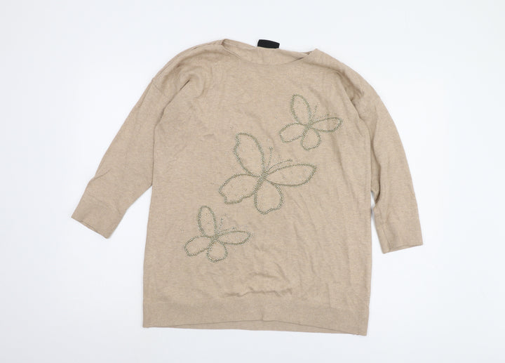Wallis Women's Beige Butterfly Jumper, S, Casual Knit