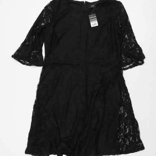 Wallis Women's Black Lace A-Line Dress Size 14