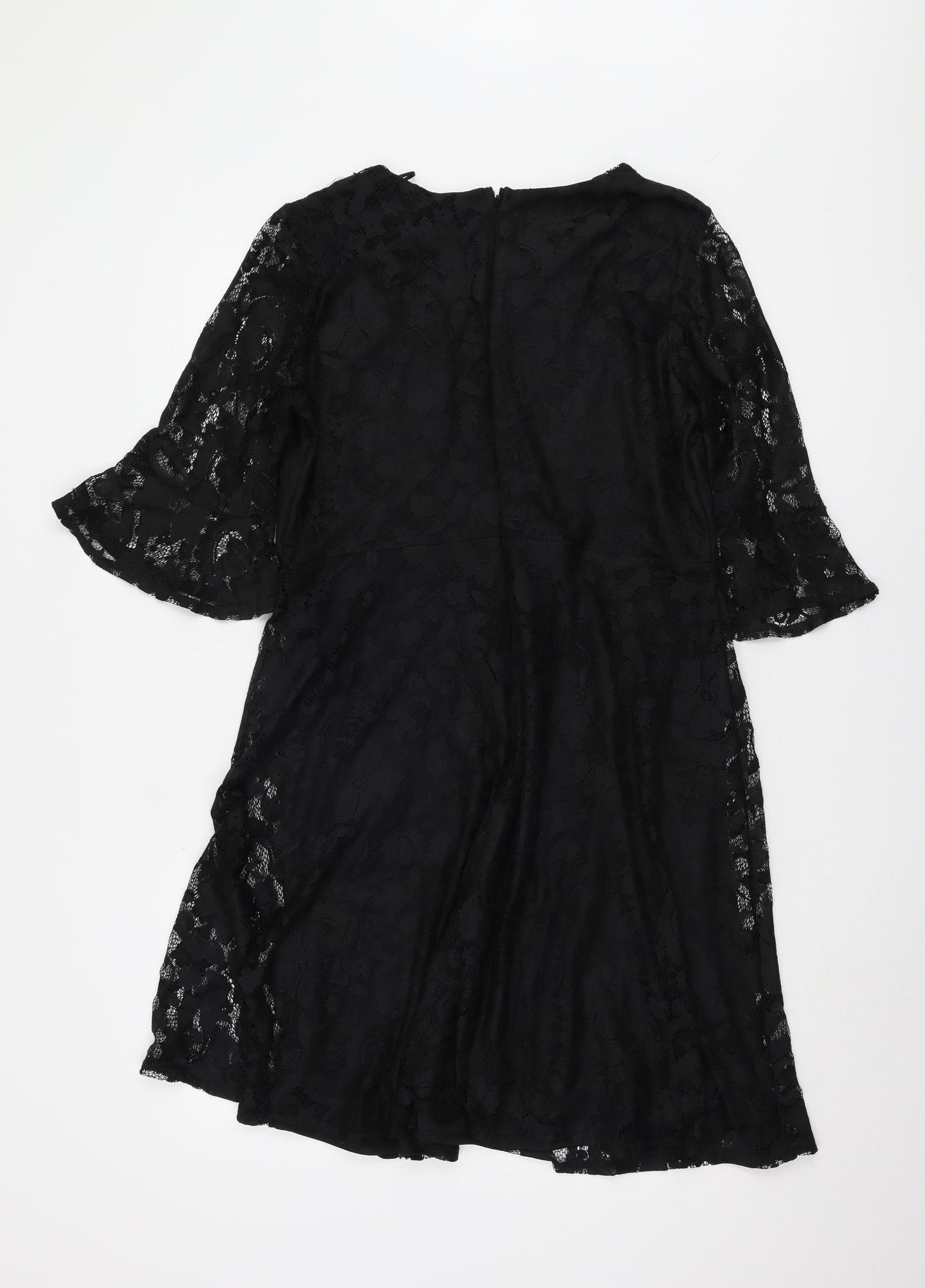 Wallis Women's Black Lace A-Line Dress Size 14