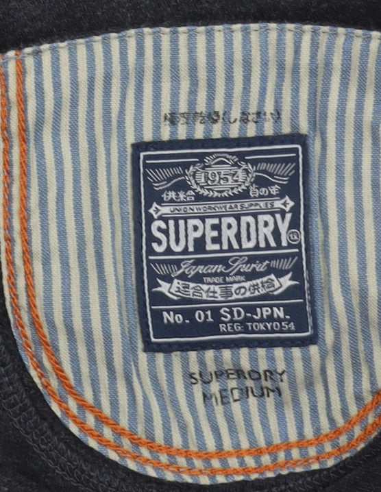 Superdry Men's Black Medium Henley Long Sleeve T-Shirt