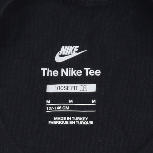 Nike Boys Black T-Shirt M Size Relaxed Fit Casual Logo