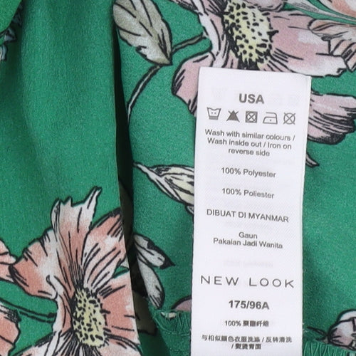 New Look Women's Green Floral Dress Size 14