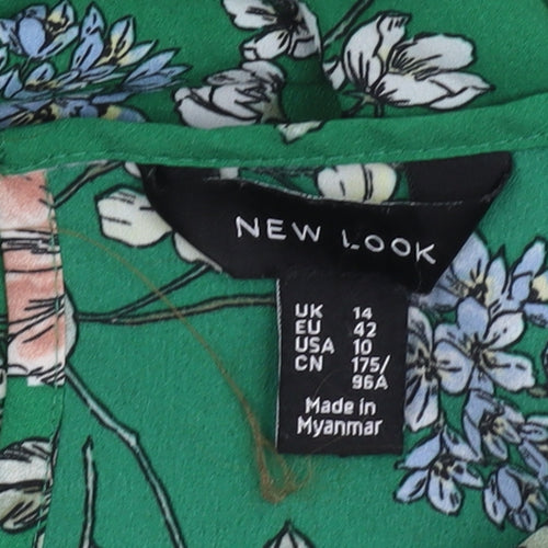New Look Women's Green Floral Dress Size 14