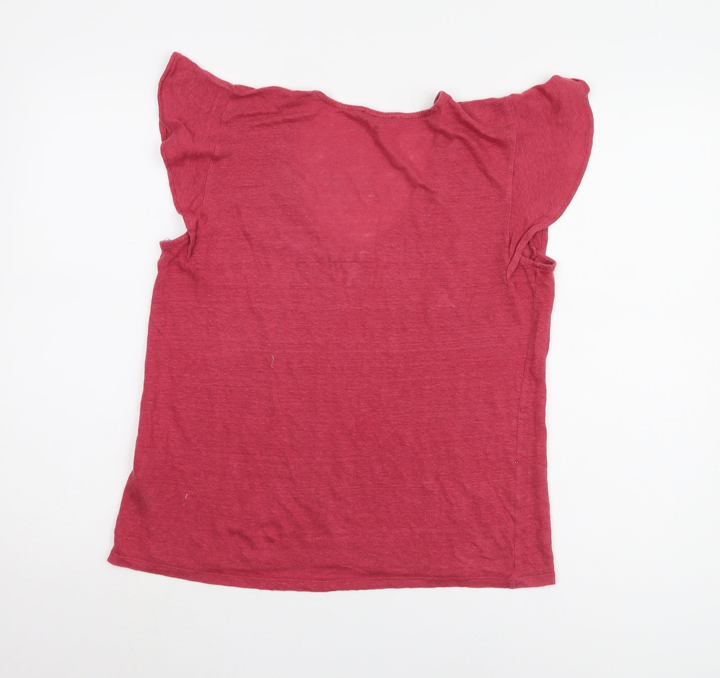 Massimo Dutti Women's Red V-Neck T-Shirt Size 12