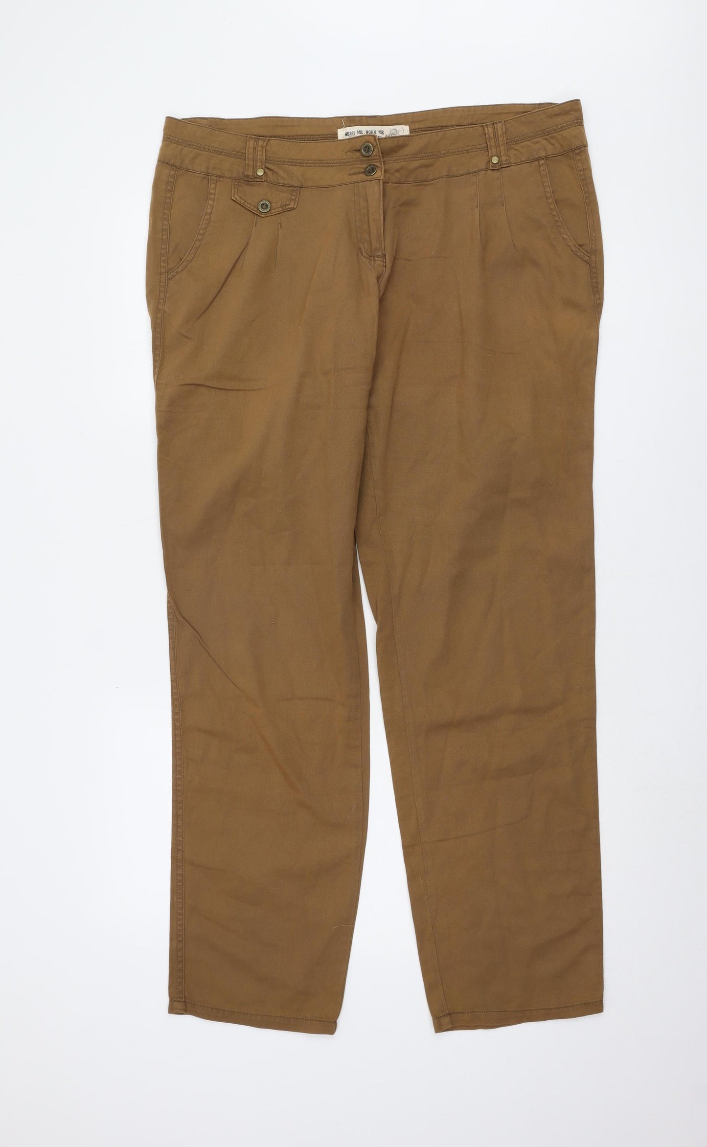 New Look Women's Brown Cotton Straight Trousers Size 16