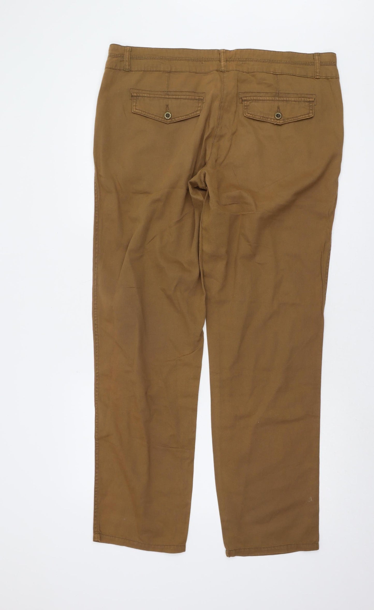 New Look Women's Brown Cotton Straight Trousers Size 16