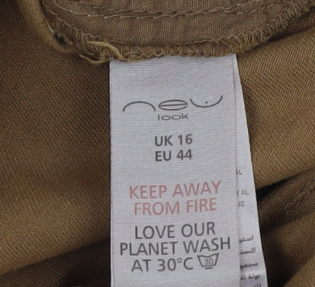New Look Women's Brown Cotton Straight Trousers Size 16