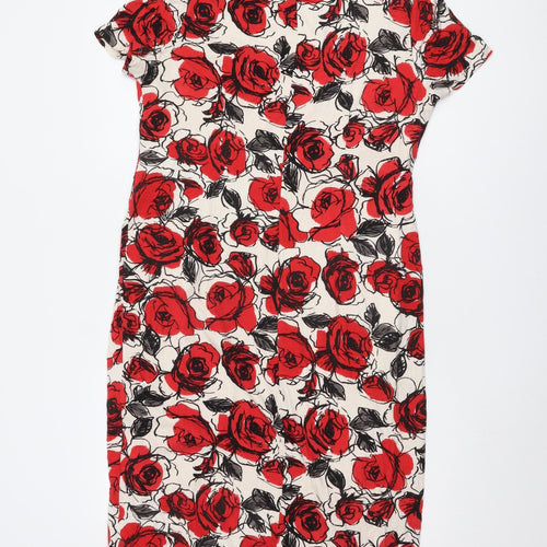 CC Women's Floral Dress, Multicoloured, L, Short Sleeve