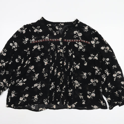 Next Womens Black Floral Blouse Size 16