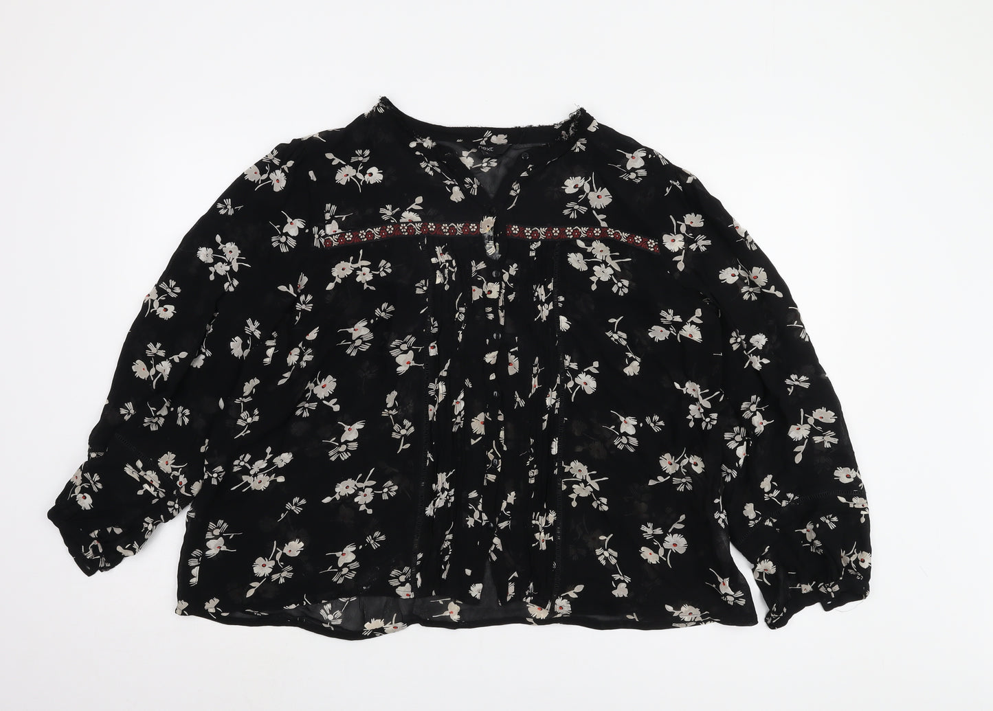 Next Womens Black Floral Blouse Size 16