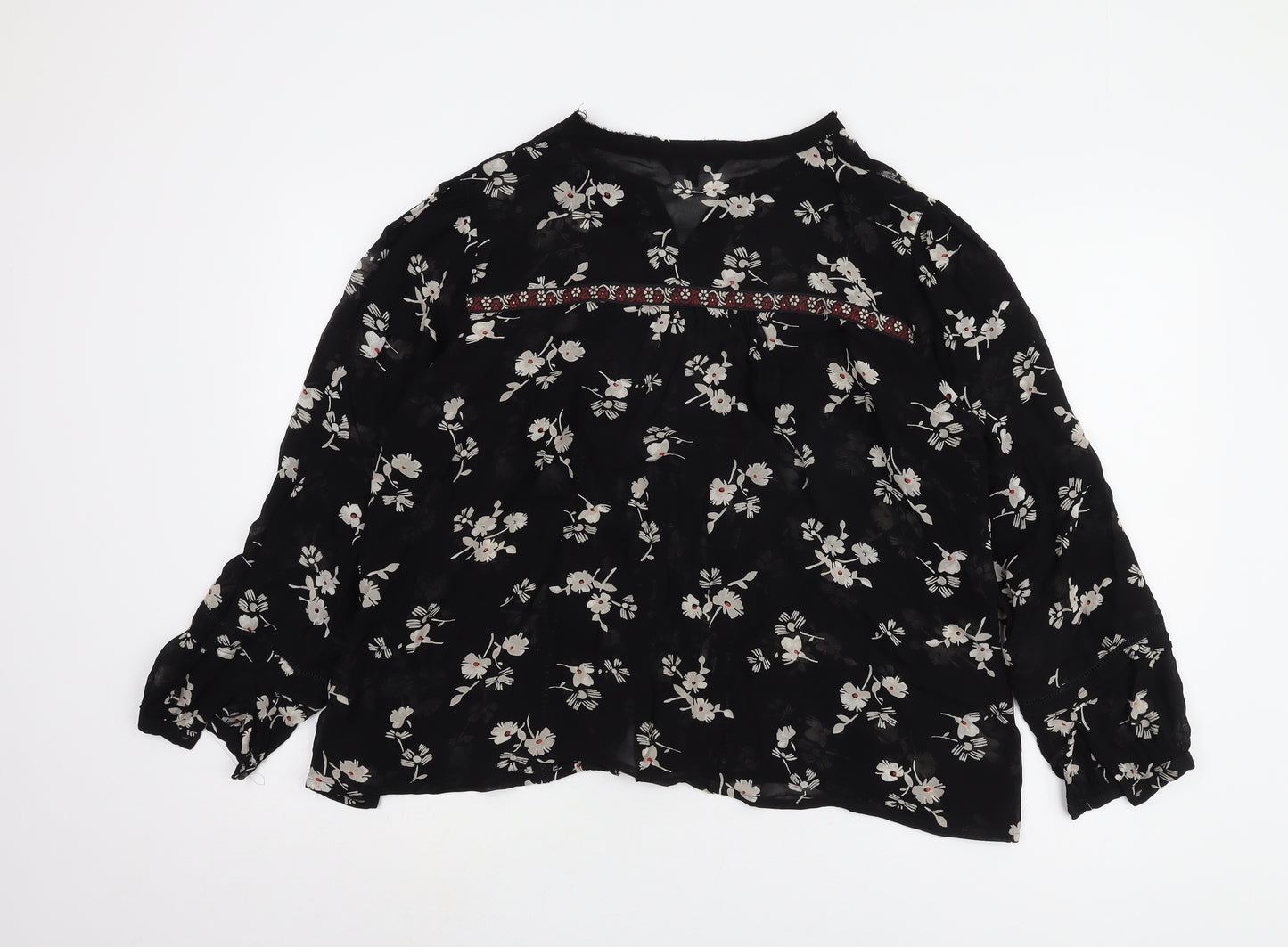 Next Womens Black Floral Blouse Size 16