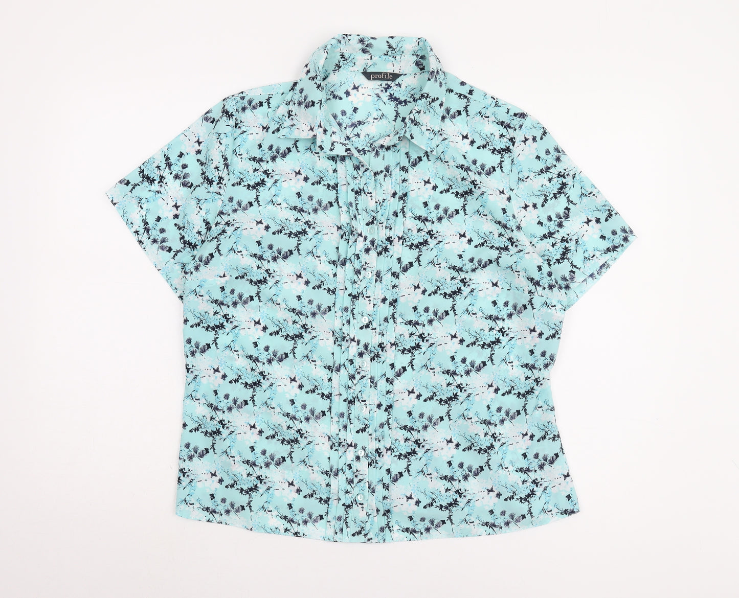 BHS Women's Blue Floral Button-Up Shirt Size 16