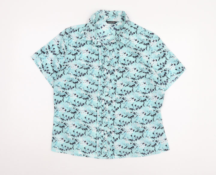 BHS Women's Blue Floral Button-Up Shirt Size 16