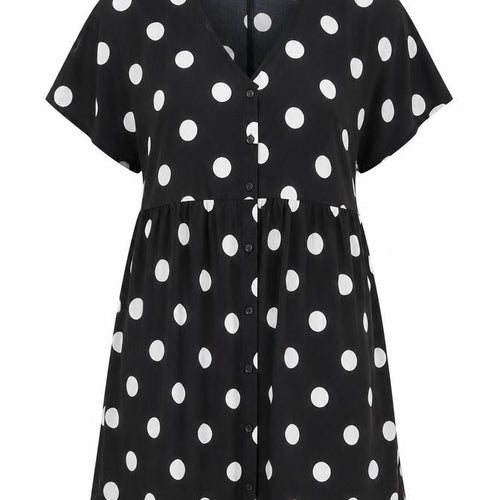 Boohoo Women's Black Polka Dot Shirt Dress Size 10
