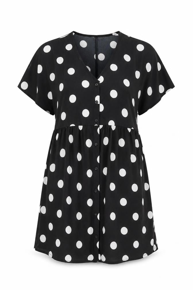 Boohoo Women's Black Polka Dot Shirt Dress Size 10