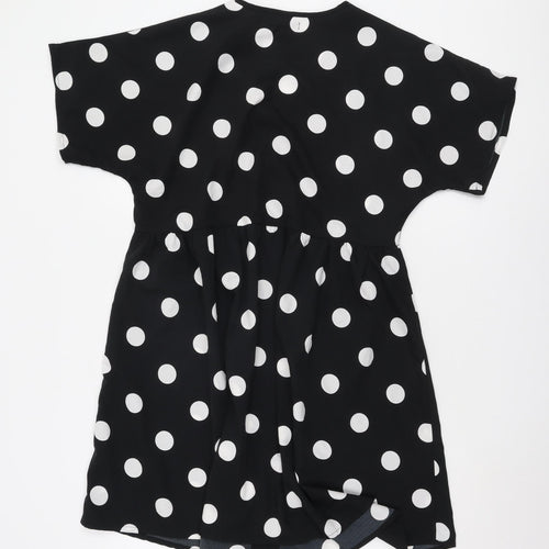 Boohoo Women's Black Polka Dot Shirt Dress Size 10