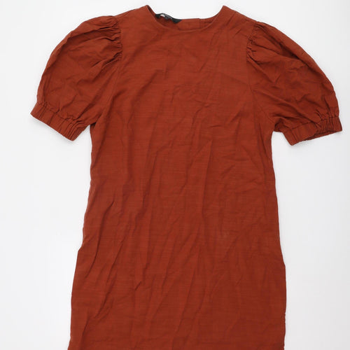 Next Women's Brown Puff Sleeve Dress Size 14